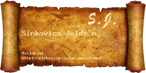 Sinkovics Jolán névjegykártya