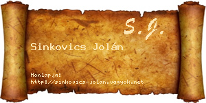 Sinkovics Jolán névjegykártya
