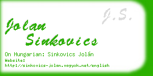 jolan sinkovics business card