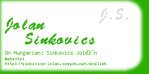 jolan sinkovics business card